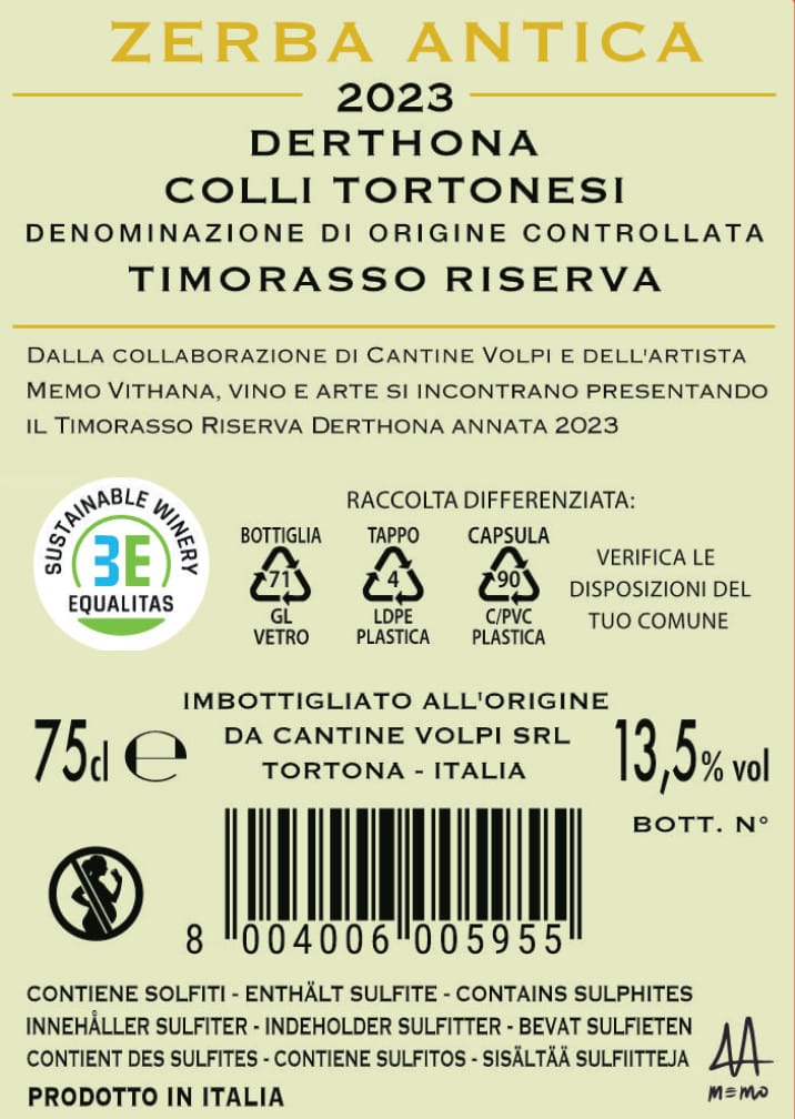Retro Timorasso Riserva Zerba Antica 2023