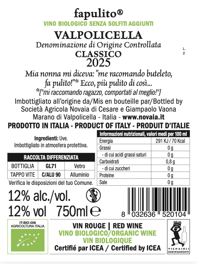 Novaia Valpolicella Classico Fapulito